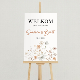 Welkomstbord Bruiloft 'Veldbloemen in kleur' | bloemen onderzijde | 40 x 60 cm
