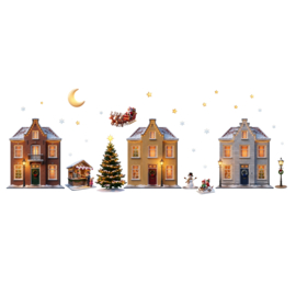 Kerst raamstickers dubbelzijdig herbruikbaar | Hollands kerststraatje