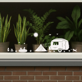 Uitbreidingsset Raamstickers Kamperen |HERBRUIKBAAR