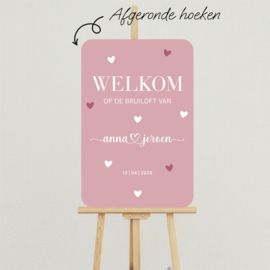 Welkomstbord Bruiloft 'Hartjes' | 40 x 60 cm