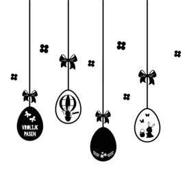 Raamstickers 'Paaseieren | 4 stuks' statisch | HERBRUIKBAAR