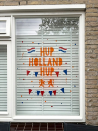 Raamsticker WK / EK Voetbal | Hup Holland Hup | vlaggetjes