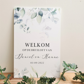 Bruiloft Welkomststicker 'Eucalyptus' | Stickervinyl | 30 x 40 cm