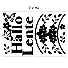 Herbruikbare Raamsticker Hallo Lente | Krans