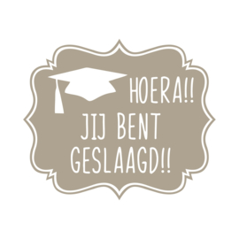 Label vinylsticker 'Hoera je bent geslaagd!'