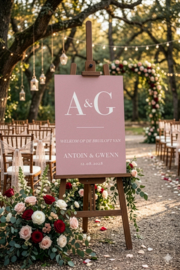 Welkomstbord Bruiloft 'Initialen - groot' | 40 x 60 cm