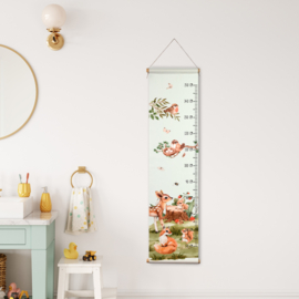 Textielposter Groeimeter 'Bosdieren'