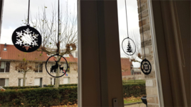 Statische raamsticker 'Kerstballen- 4 stuks'- HERBRUIKBAAR