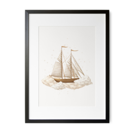 Poster 'Zeilboot in de wolken'