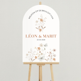 Welkomstbord Bruiloft 'Veldbloemen in kleur' | Ronde Boog | 45 x 70 cm