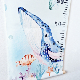 Textielposter Groeimeter 'Onderwaterdieren'