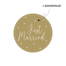 Etiket Just Married - rond - 10 stuks