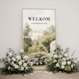 Sticker Welkomstbord Bruiloft 'Namen in goudfolie' | Stickervinyl en Goudfolie