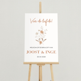 Welkomstbord Bruiloft 'Veldbloemen in kleur' | Vier de liefde! | 40 x 60 cm