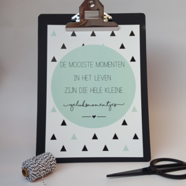 Poster 'De mooiste momenten...' 21 X 29,7 cm A4 - VINTAGE GROEN