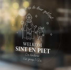 Raamsticker Sinterklaas - Daar wordt op de deur geklopt - HERBRUIKBAAR