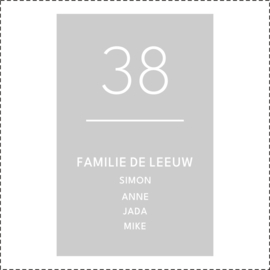 Glasfolie / Raamfolie met huisnummer en familienaam - modern 2