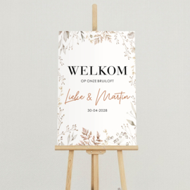 Welkomstbord Bruiloft 'Veldbloemen in kleur' | bloemen rondom tekst | 40 x 60 cm
