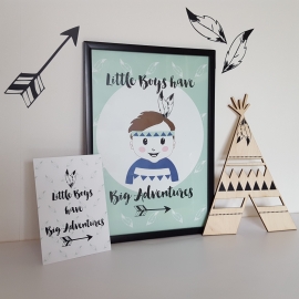 Poster 'Little Boys have big adventures' 21 X 29,7 cm A4