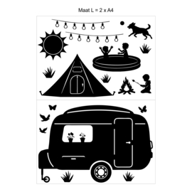 Uitbreidingsset Raamstickers Kamperen |HERBRUIKBAAR