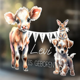 Geboortesticker 'Babydieren' - vlaggetjes