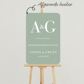 Welkomstbord Bruiloft 'Initialen - groot' | 40 x 60 cm