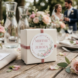Gepersonaliseerde etiketten 'Roze Bloemen' | 20 stuks | 5 cm