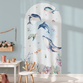 Muursticker Boog 'Onderwaterdieren'