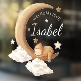 Raamsticker Geboorte Sweet Dreams Baby  | Maan en Baby