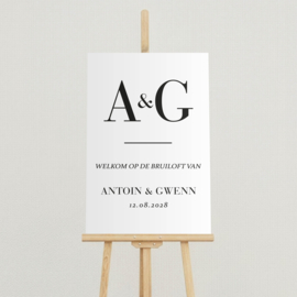 Welkomstbord Bruiloft 'Initialen - groot' | 40 x 60 cm