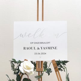Bruiloft Welkomstbord 'Welkom Klassiek' | Wit hout | 40 x 30 cm