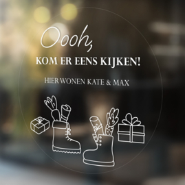Raamsticker Sinterklaas - Oooh, kom er eens kijken - HERBRUIKBAAR