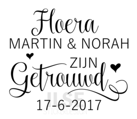 Label  Hoera getrouwd - met eigen namen