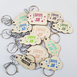 Sleutelhanger 'Tofste Meester' - diverse vormen en kleuren