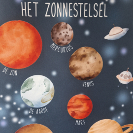 Textielposter 'Planeten van het Zonnestelsel'