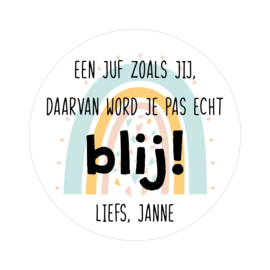 Label full color 'Blij' - rond