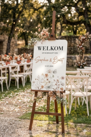 Welkomstbord Bruiloft 'Veldbloemen in kleur' | bloemen onderzijde | 40 x 60 cm