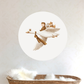 Muurcirkel 'Sweet Dreams Baby' | Vliegende Gans met Baby & Dieren