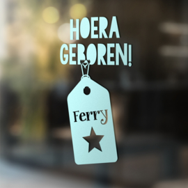 Geboortesticker 'Hoera geboren'