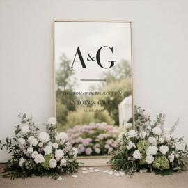 Sticker Welkomstbord Bruiloft 'Initialen Groot' | Stickervinyl