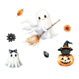 Raamstickers 'Little Boo Halloween' | Spookje, HERBRUIKBAAR