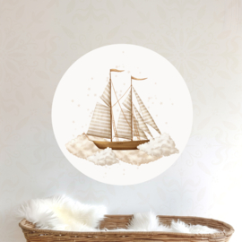 Muurcirkel 'Sweet Dreams Baby' | Zeilboot