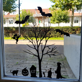 Raamsticker Spookhuis Halloween COMBI-DEAL, HERBRUIKBAAR