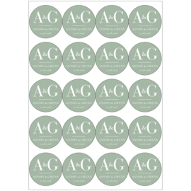 Gepersonaliseerde etiketten 'Grote Initialen' | 20 stuks | 5 cm
