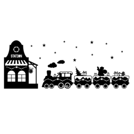 Uitbreidingsset stickers Kersttrein met station