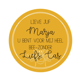 Label full color 'U bent voor mij heel BEE-zonder'- rond