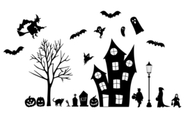 Raamsticker Spookhuis Halloween COMBI-DEAL, HERBRUIKBAAR