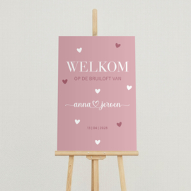Welkomstbord Bruiloft 'Hartjes' | 40 x 60 cm