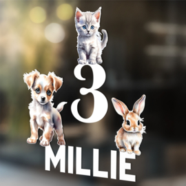 Verjaardag Raamsticker 'Babydieren' | HERBRUIKBAAR