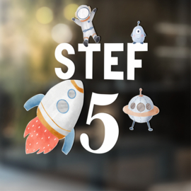 Verjaardag Raamsticker 'Raket en astronaut' | HERBRUIKBAAR